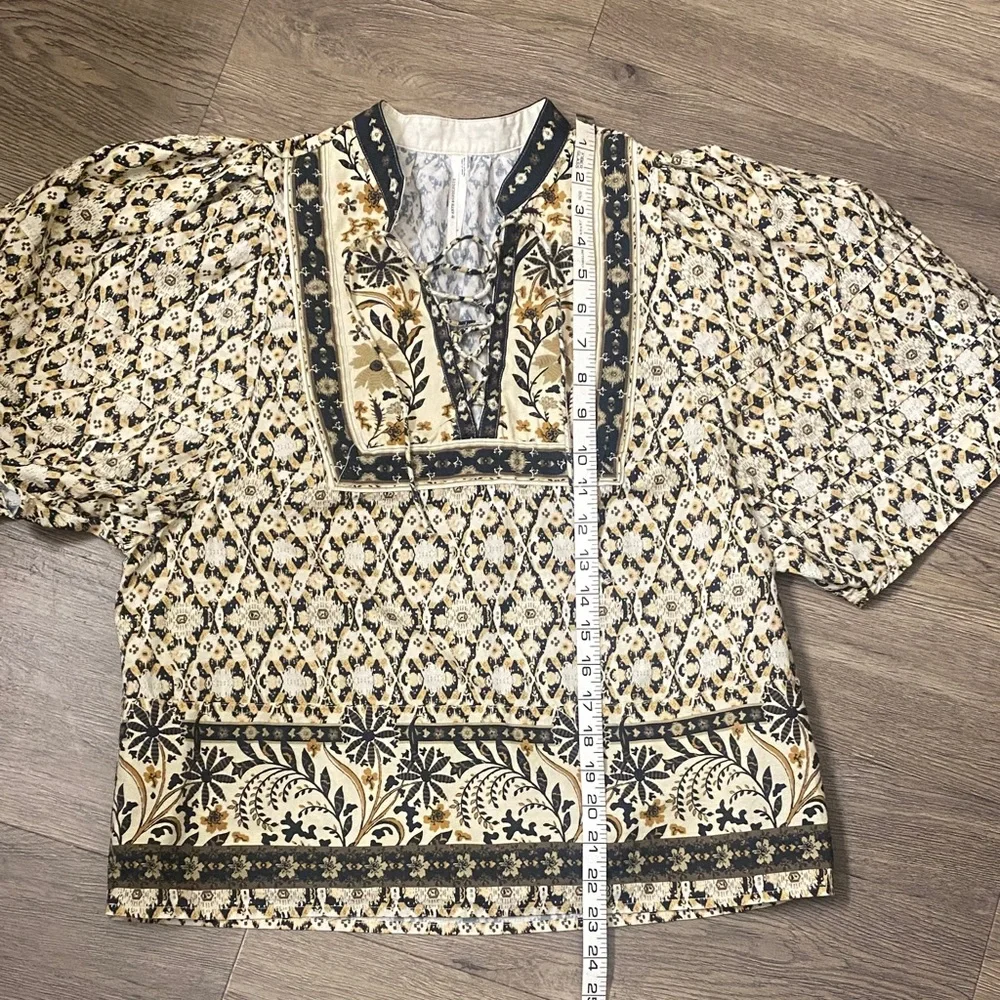 ANTHROPOLOGY Bohemian Black and Cream Patterned Blouse